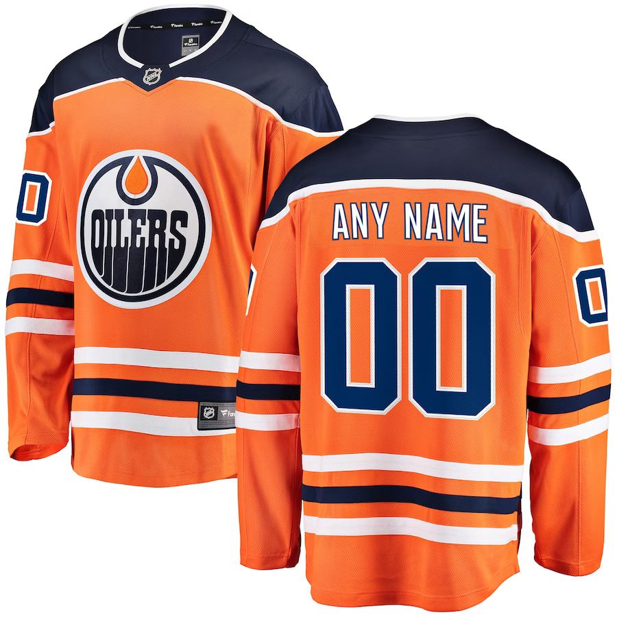 Men Edmonton Oilers Fanatics Branded Orange Home Breakaway Custom NHL Jersey->customized nhl jersey->Custom Jersey